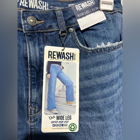 Rewash Wide Leg Super High Rise Vintage Reunion Jeans NWT - Picture 3 of 4